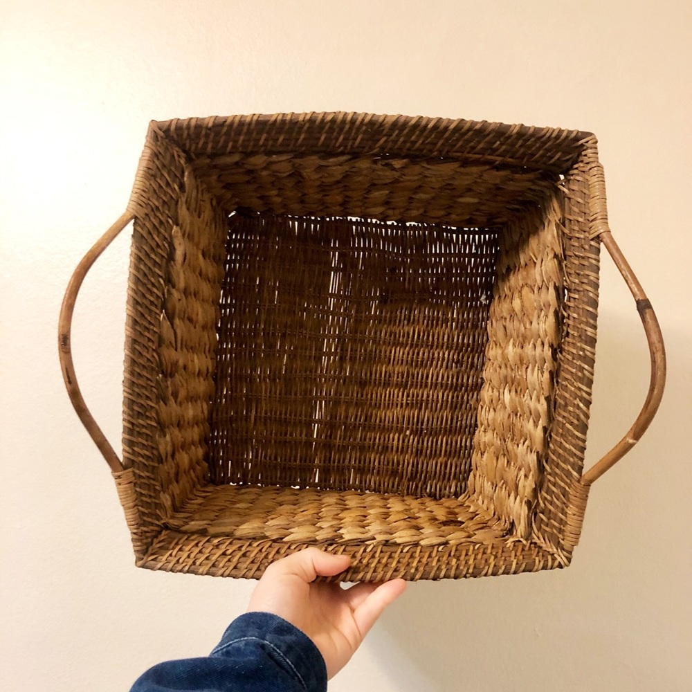 Large Hand Woven Wicker Basket With Handles